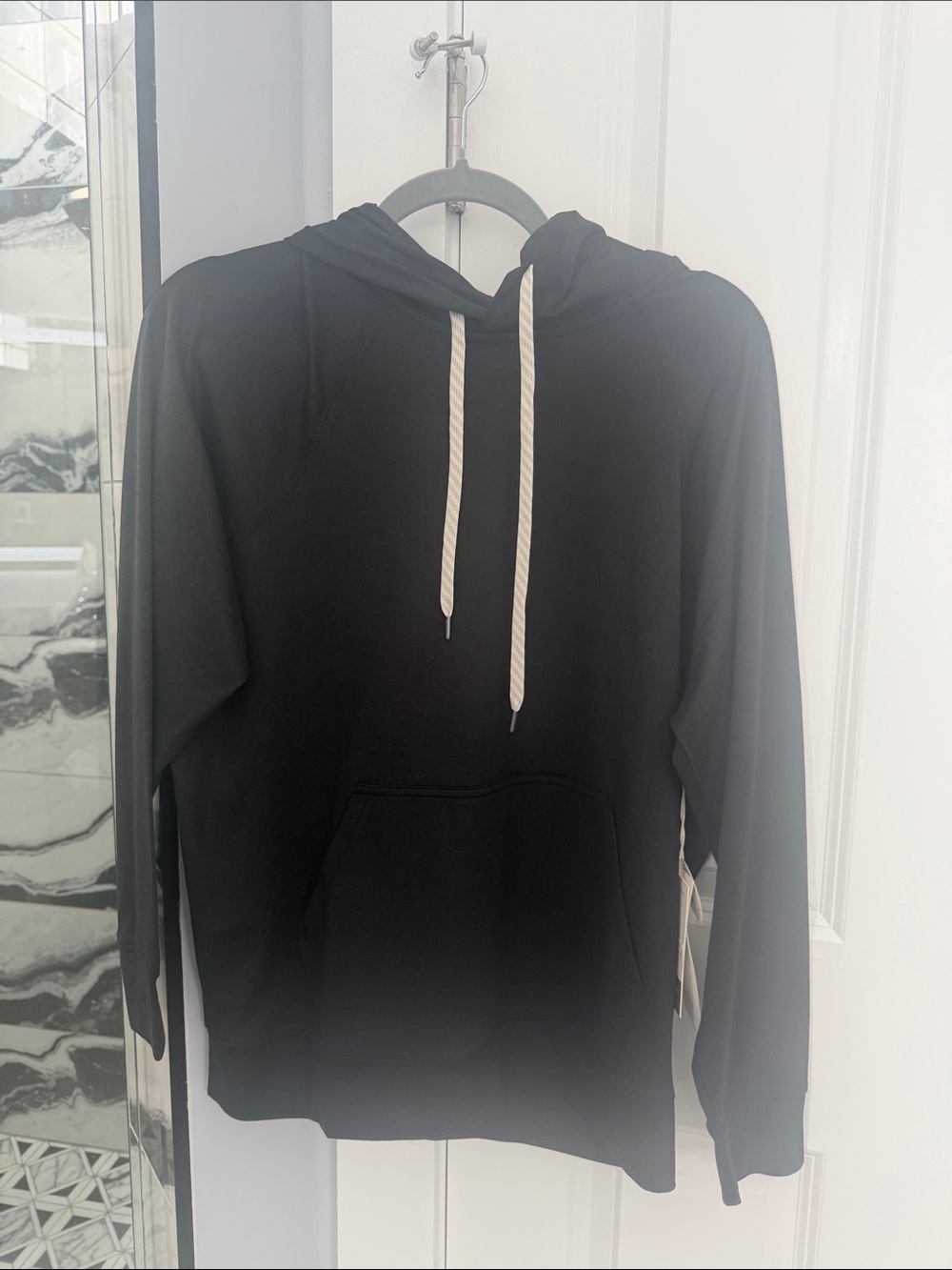 Vuori Black Hoodie with Cream Drawcords